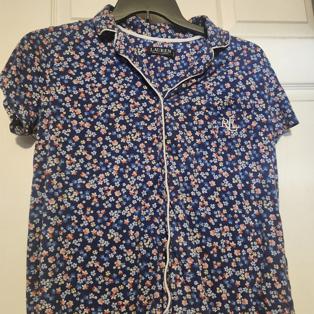 Ralph Lauren Blue Floral Women's Button Down Shirt